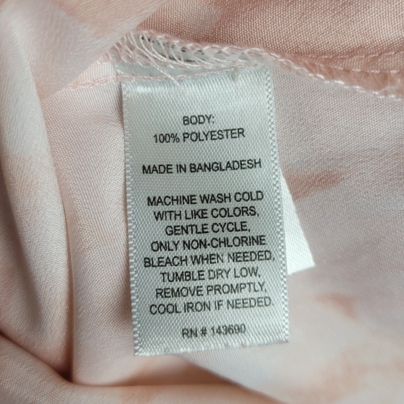 Larry Levine Pink Tie Dye Faux Wrap Dressy Blouse - Picture 11 of 12